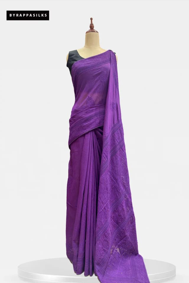 Malai Chanderi Saree Purple AA305964