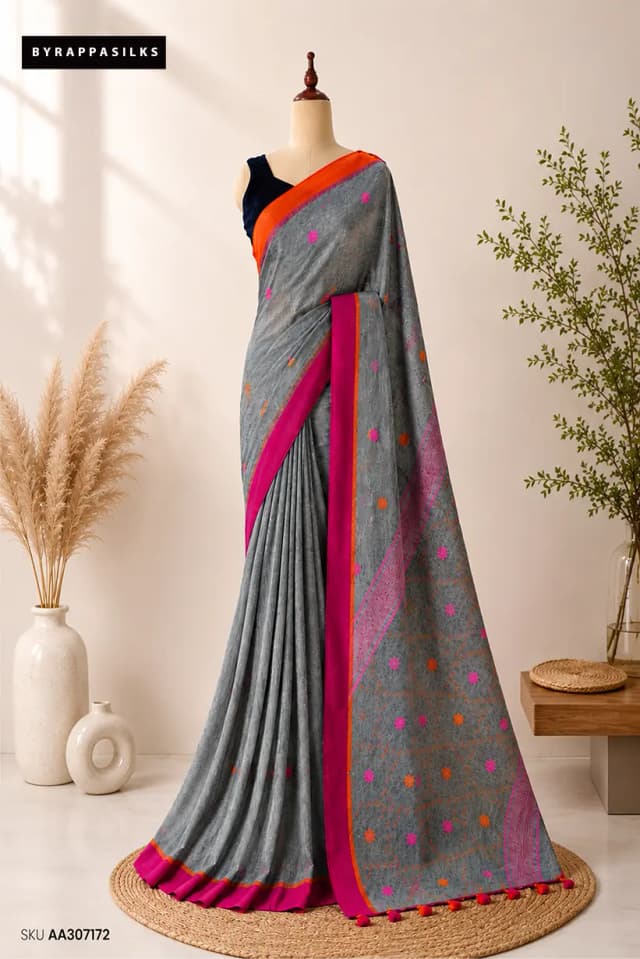 Linen Cotton Saree AA307172
