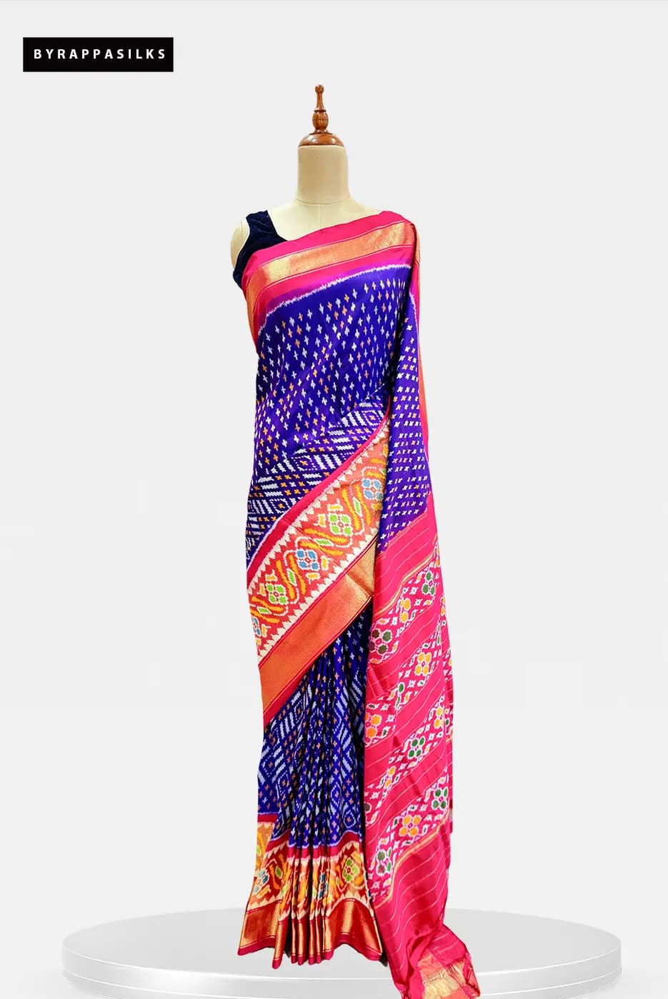 Pochampally Saree Blue & Orange Border QS284001