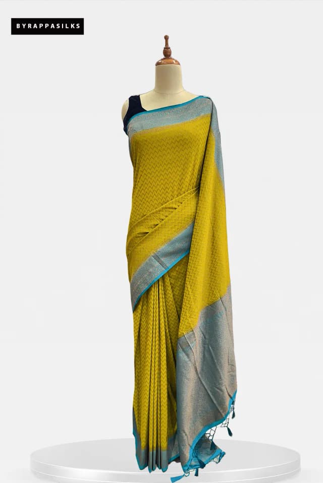 Semi Khaddhi Georgette Saree Olive Green QS298160