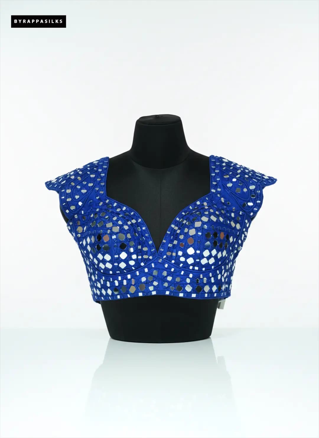Royal Blue Handcrafted Mirror Work Blouse QS290237