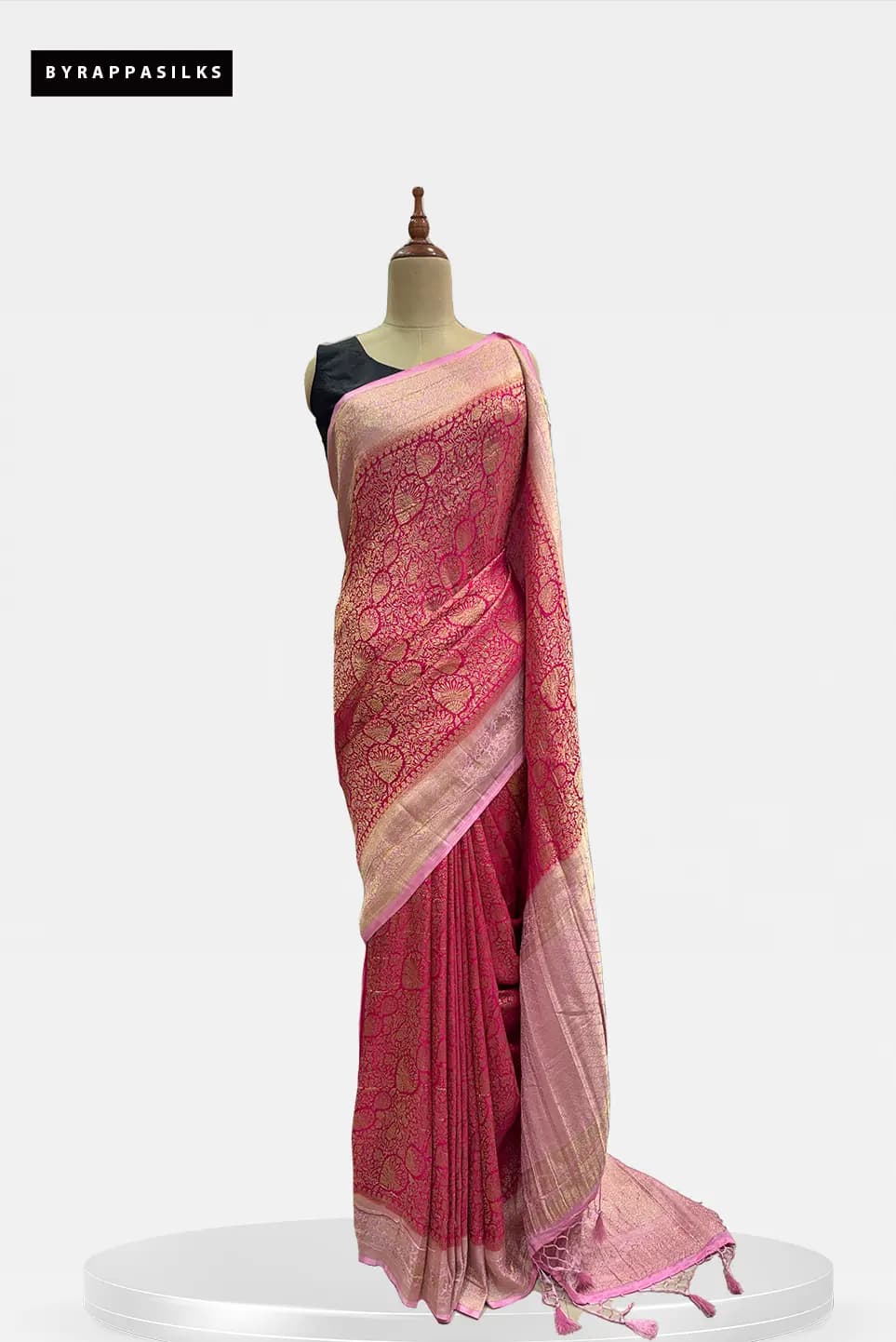 Khaddhi Georgette Saree Raspberrry Pink & Lilac Pink Border QW208396