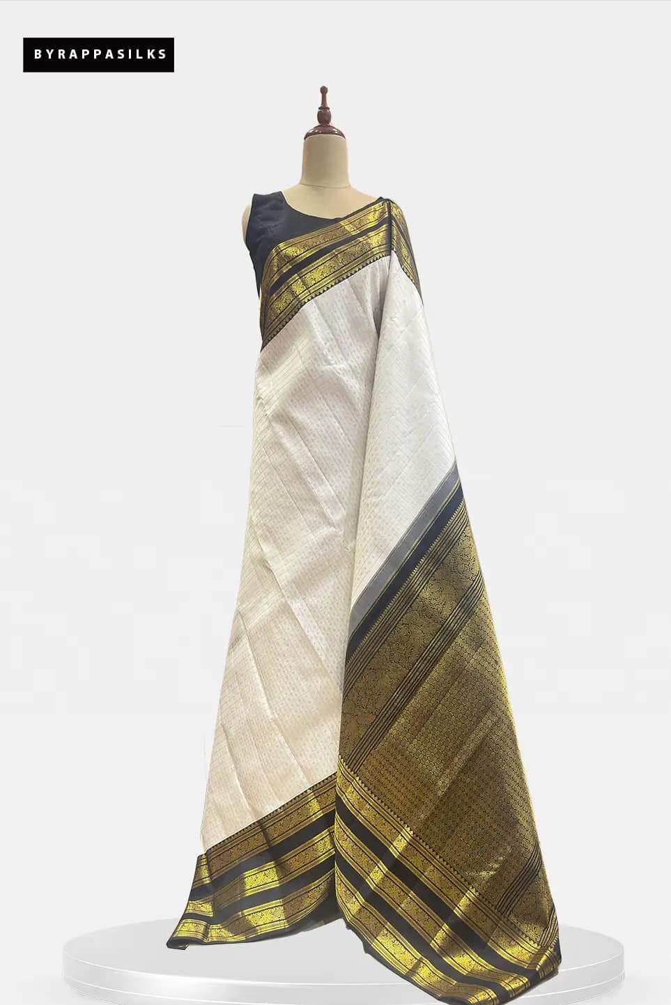 Pure Kanchipuram White Saree I200246