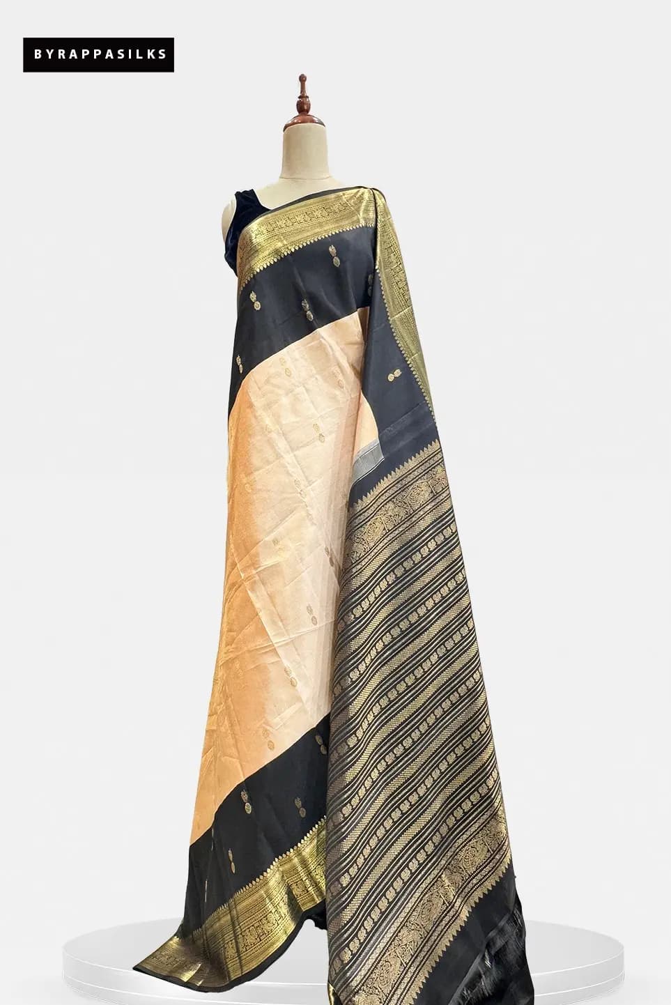 Pure Kanchipuram Black & Peach QW209255