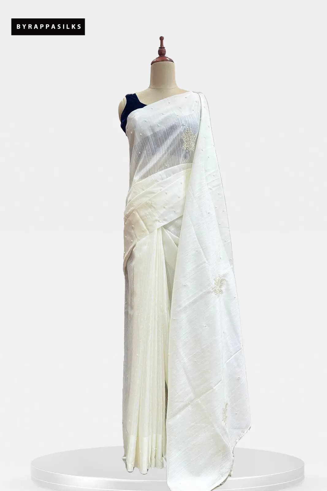 Tussrar Saree Off-White Pearl Work QS318859