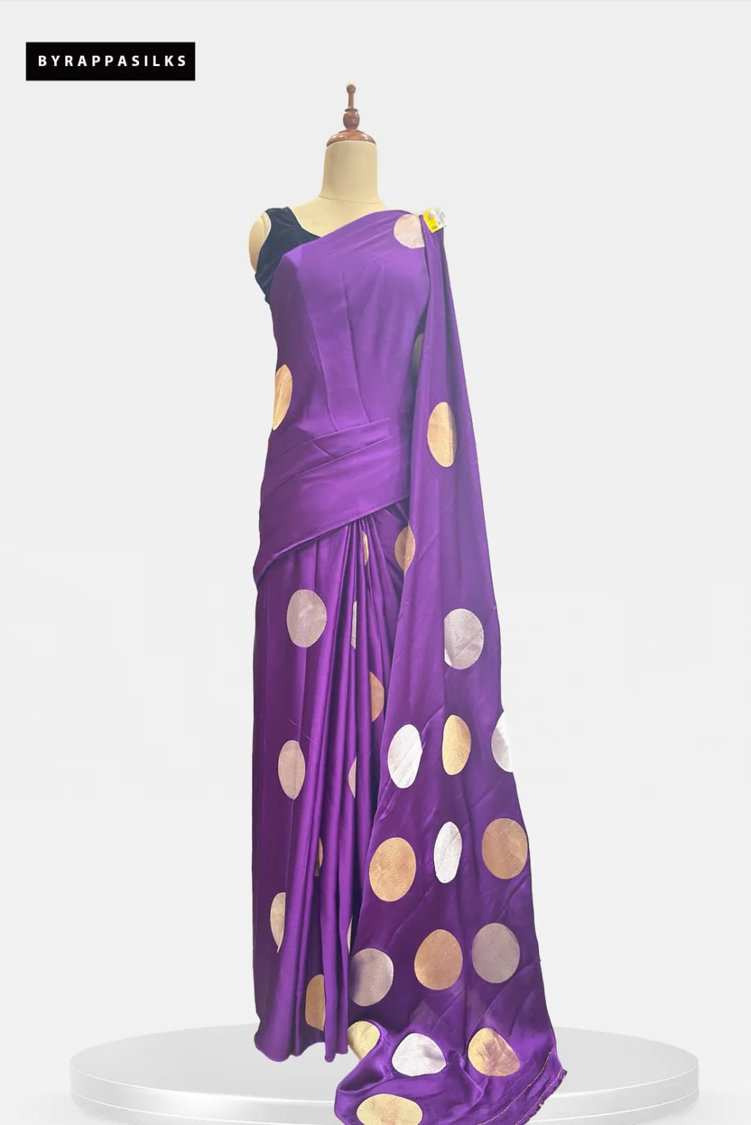 Satin Saree With Polka Dots Royal Purple Colour QS313599