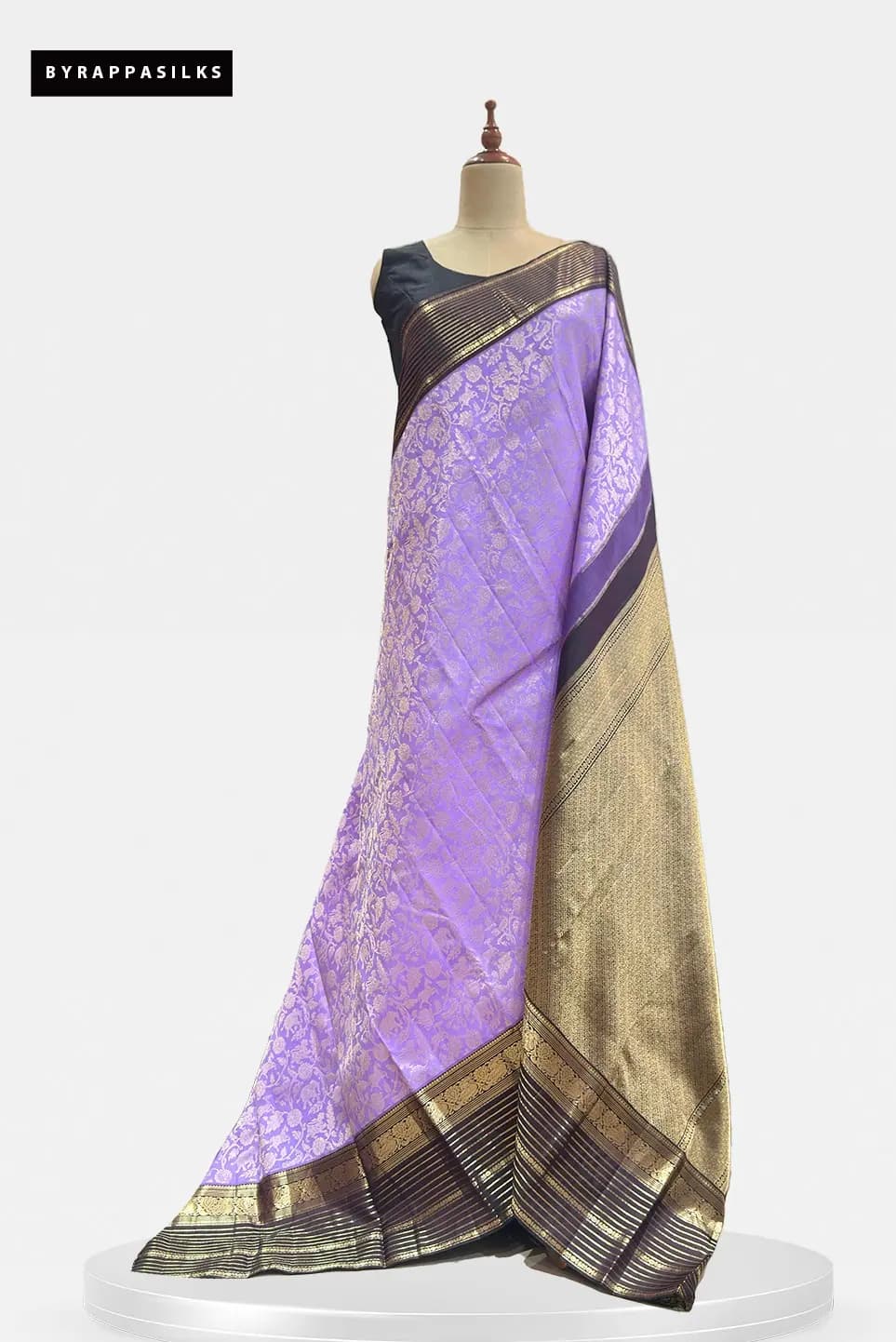 Kanchipuram Pure Silk Saree  Lavender & Gold Zari QW209248