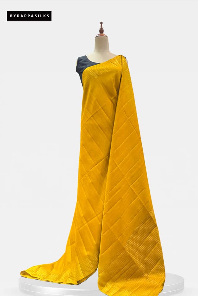 Semi Tussar Saree Mustard Yellow AA206403