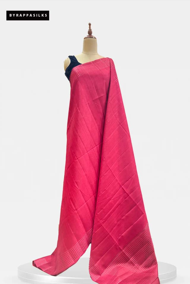 Semi Tussar Saree tard Rani Pink AA206403