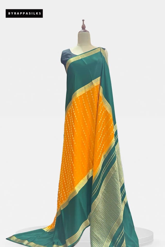Pure Mysore Silk Saree Yellow & Green AA208568