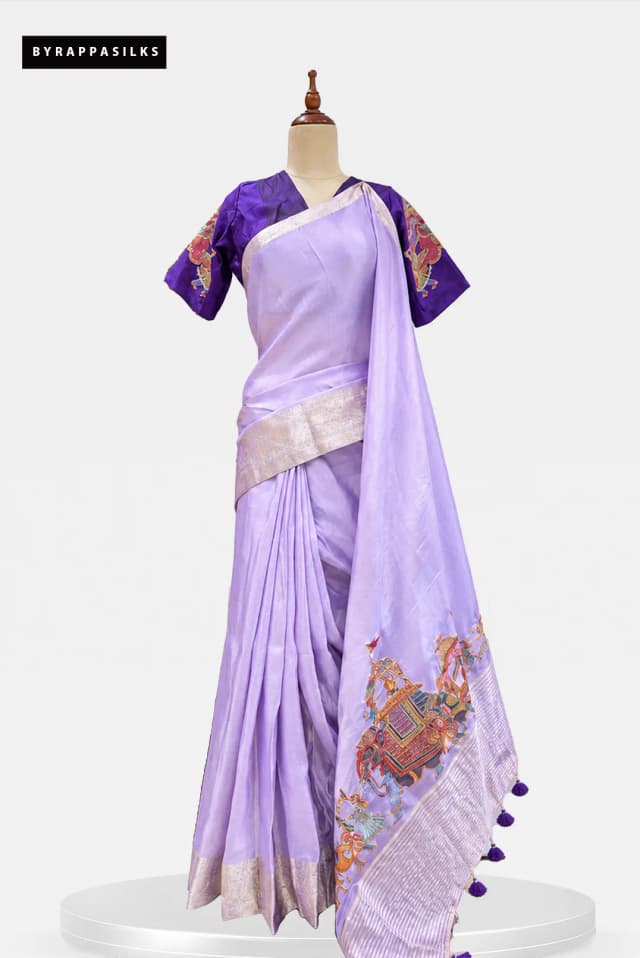 Tissue Saree Lavender With Ready Blouse QW208762