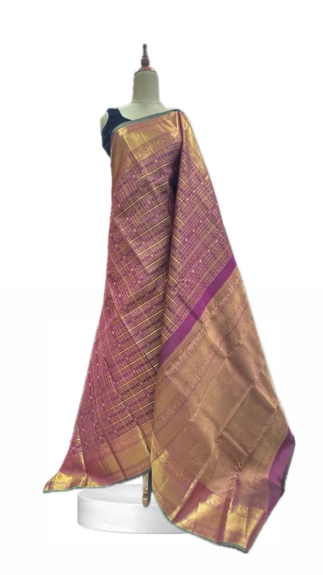 Kanjeevaram Magenta Pure Silk Saree 1GSM AA208424
