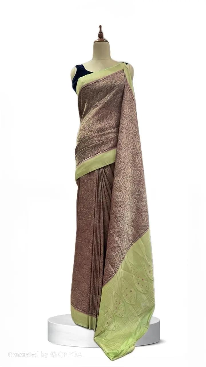 Kadi Georgette Saree Coffee Brown with Parrot Green AA210874