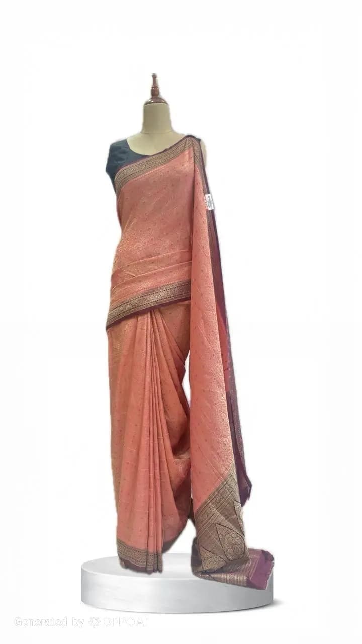 Kadi Georgette Saree Orange with Coffee Brown AA210874