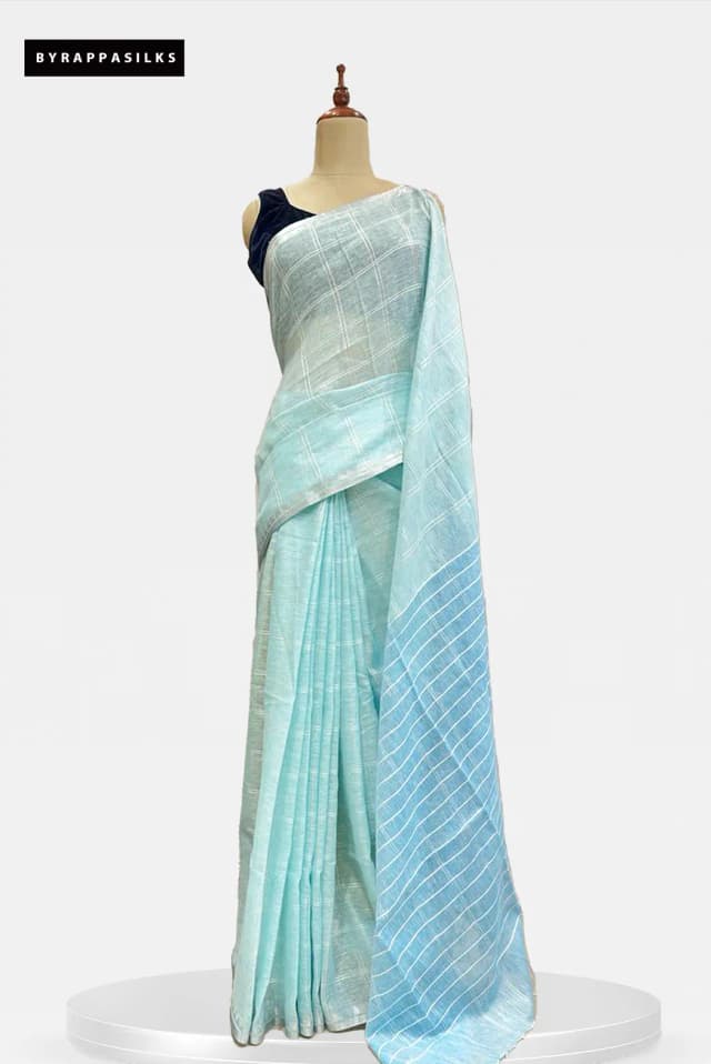 Linen Saree Sky Blue QS272490