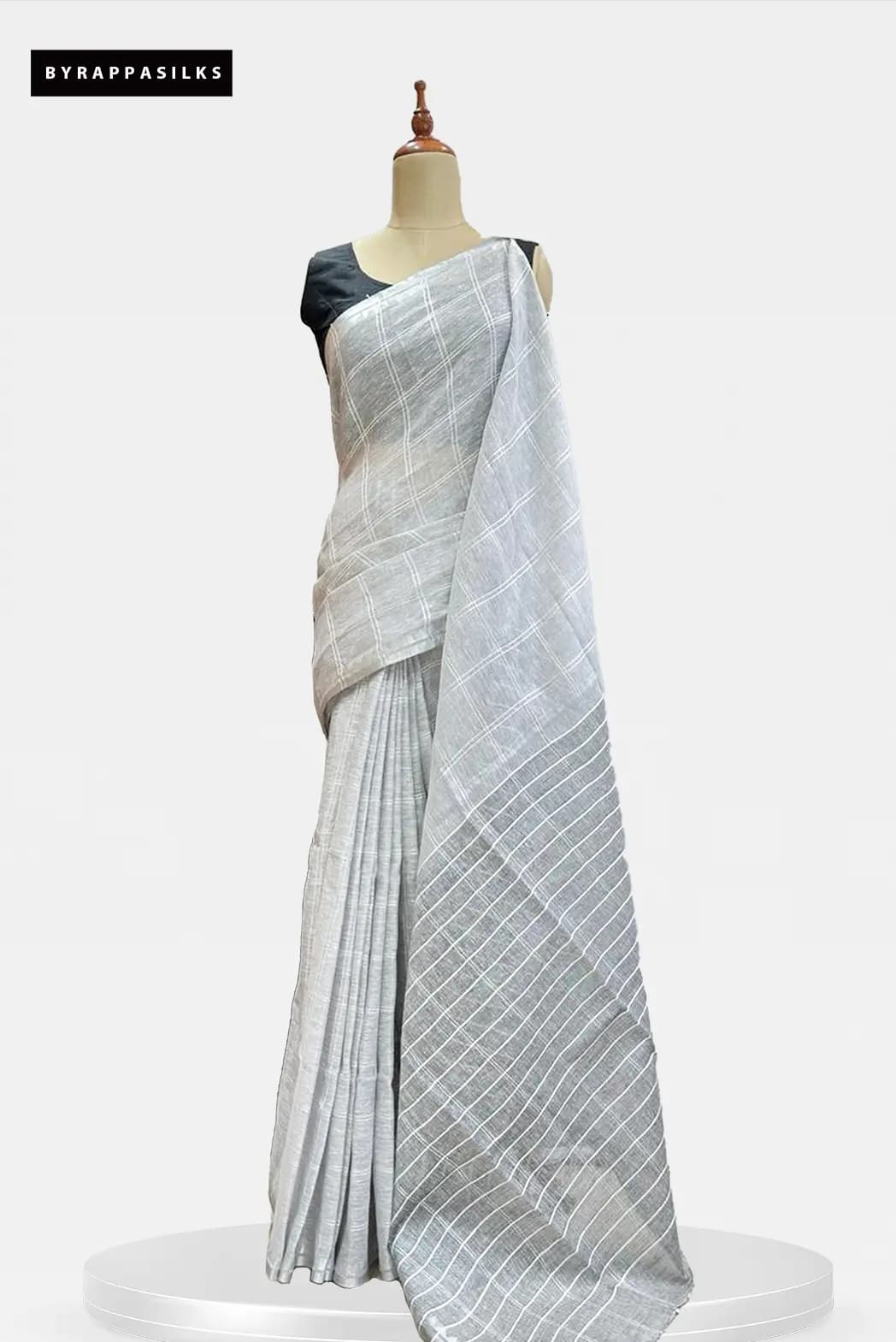 Linen Saree Silver Grey QS272490