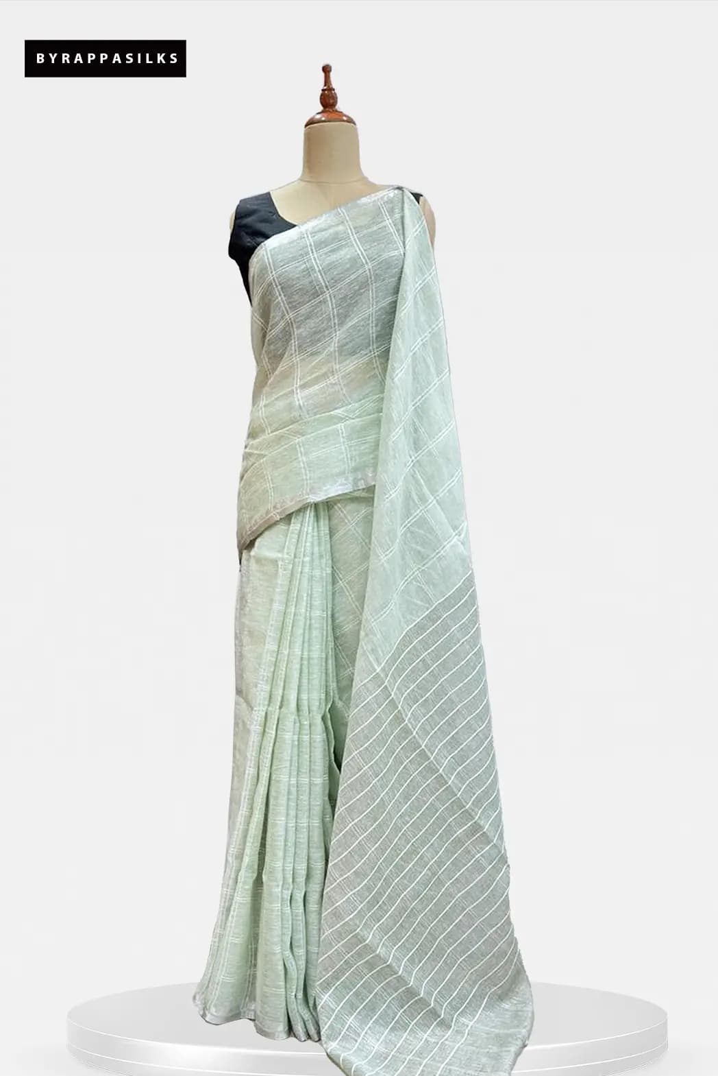 Linen Saree Pista Green QS272490