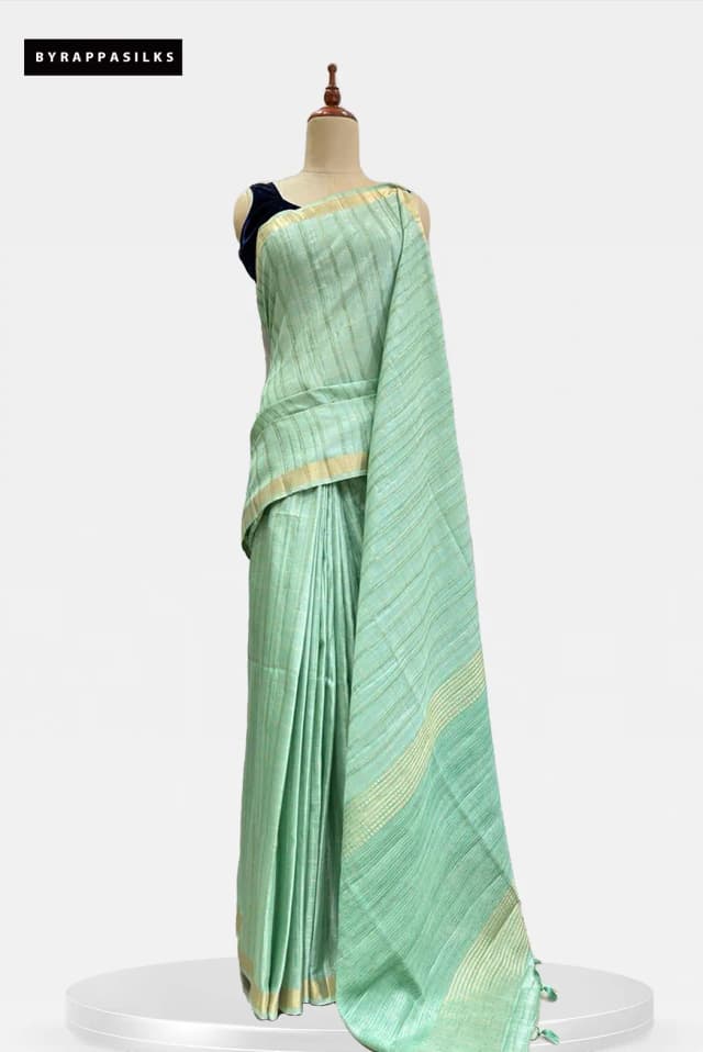 Semi Tussar Saree Pastel Green AA212783