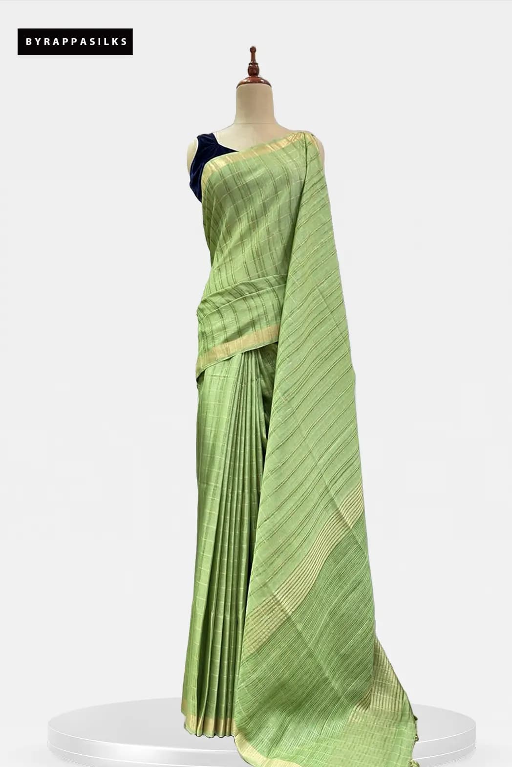Semi Tussar Saree Olive Green AA212783