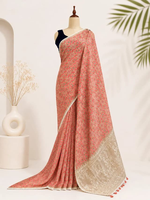 Chanderi Saree Orange Colour AA311777