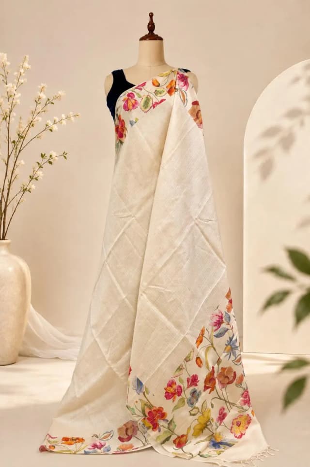 Pure Tussar Saree Off-white AA316951