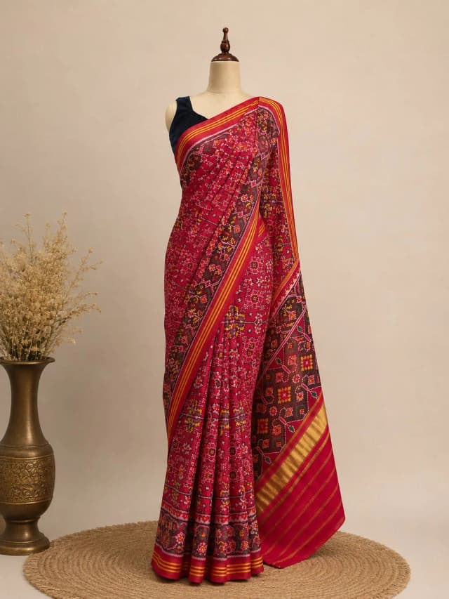Patola Printed Saree Deep Red AA313732