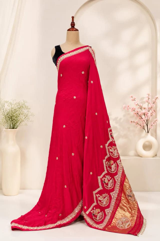 Bandhani Saree Red Colour AA316671