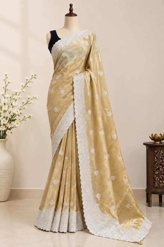 Tissue Saree Gold Colour AA317753