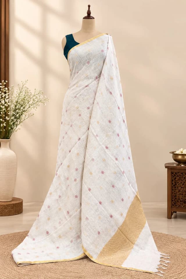 Linen Saree Off-White AA317780