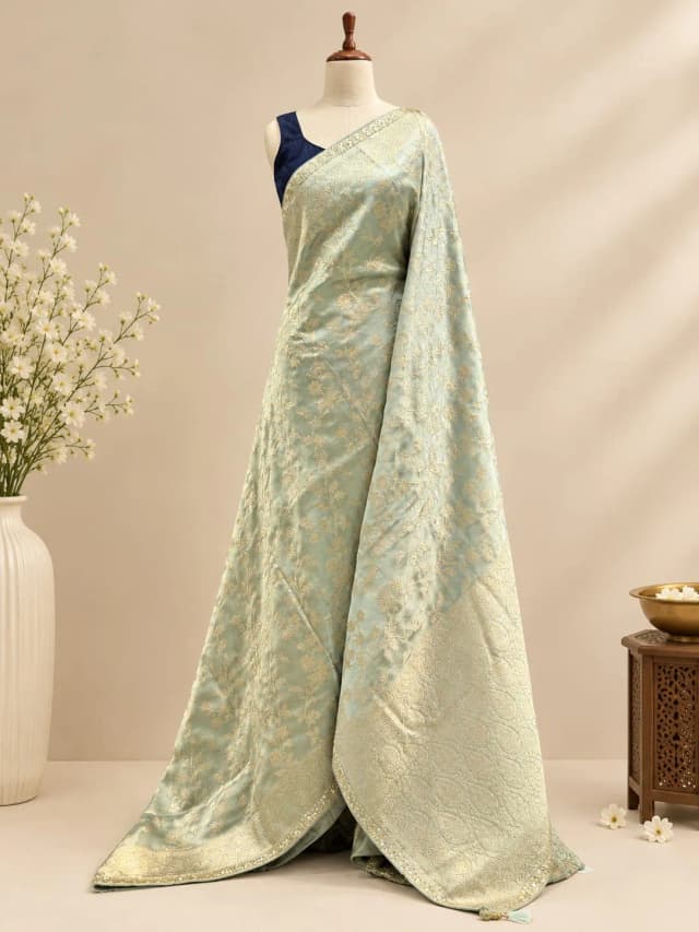 Tissue Saree Pastel Green Colour AA317026