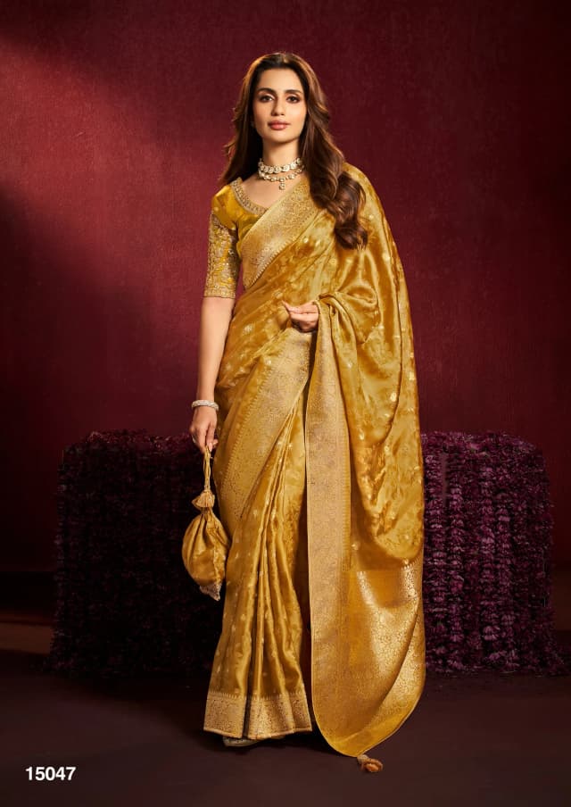Tissue Saree Yellow Colour AA317026