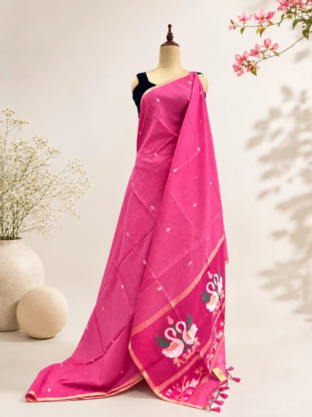 Semi Tussar Saree Pink Colour AA320099