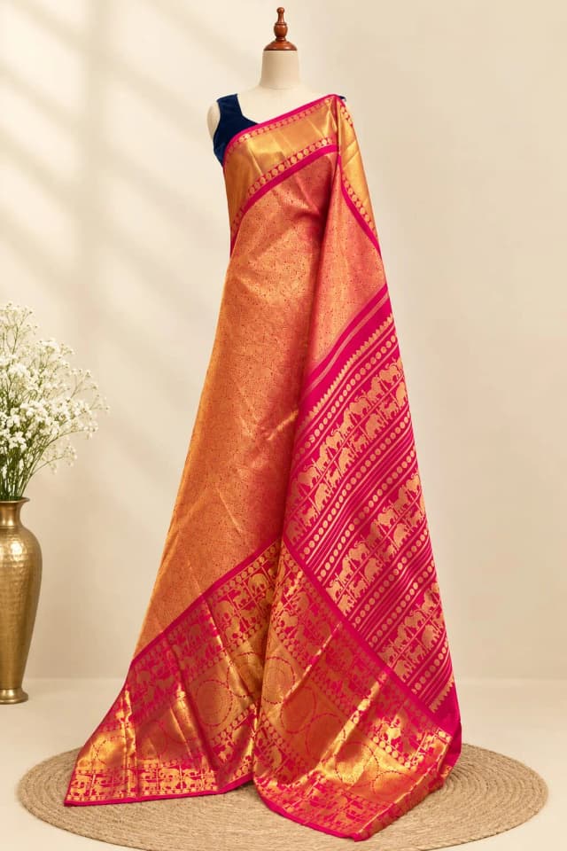 Pure Handloom Kanchipuram Saree Red AA300913