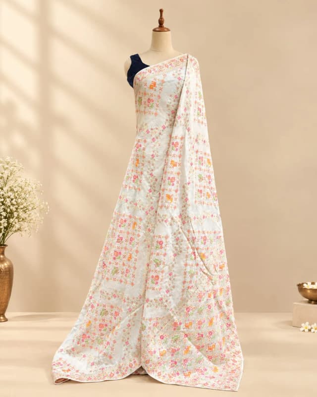 Pashmina Banarasi Saree Off-White AA321520