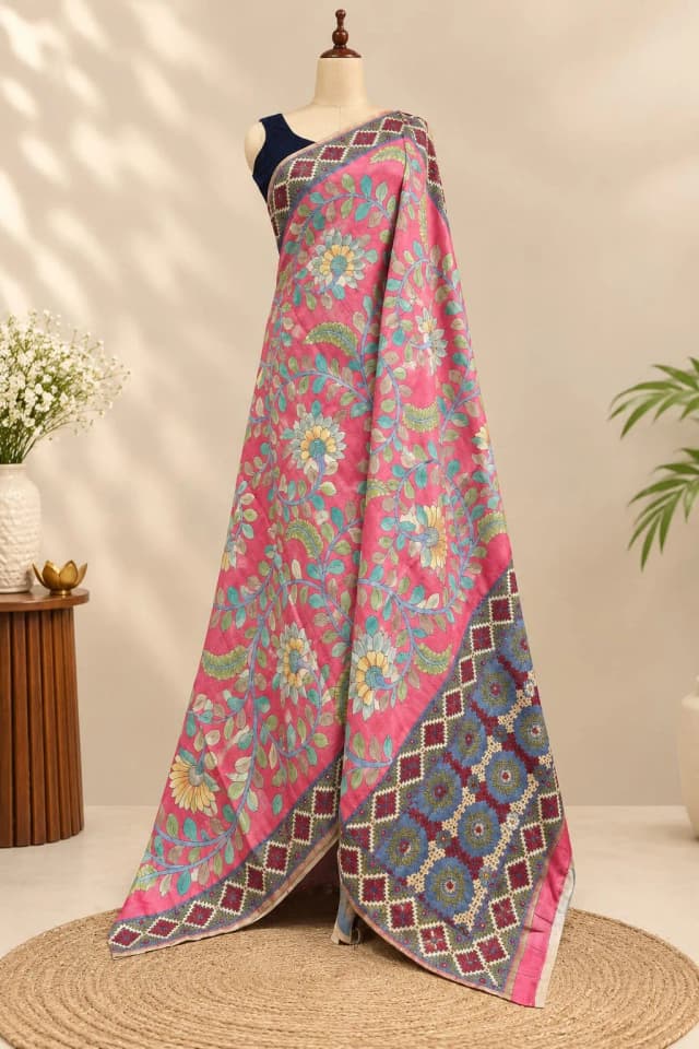 Pure Tussar Saree Saree Kutch Work Red AA322218