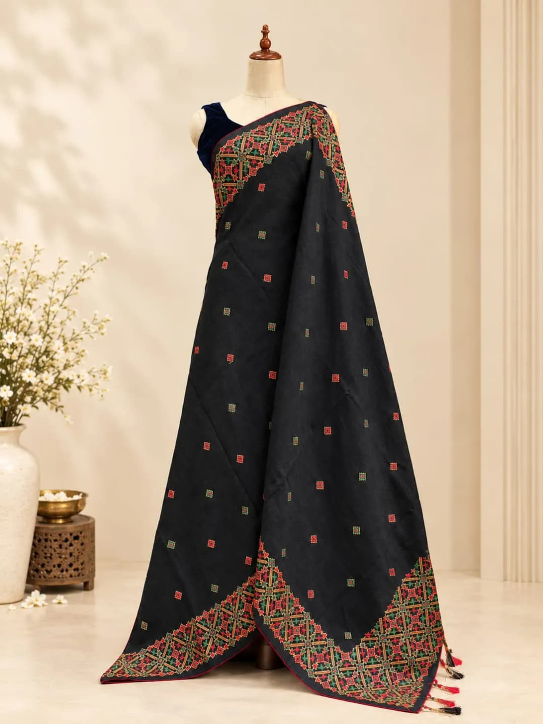 Tussar Saree Black AA321207