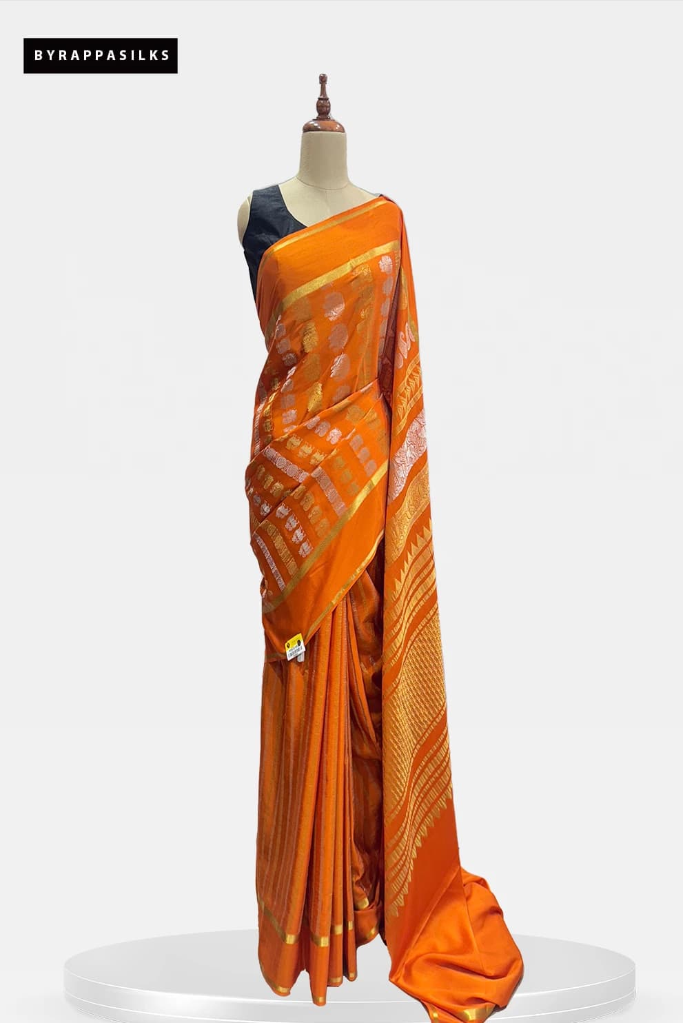 Mysore Silk Pure Crape Saree Orange Colour QS290857
