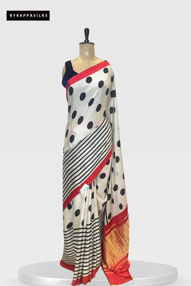 Modal Saree Black & White Print QS261422