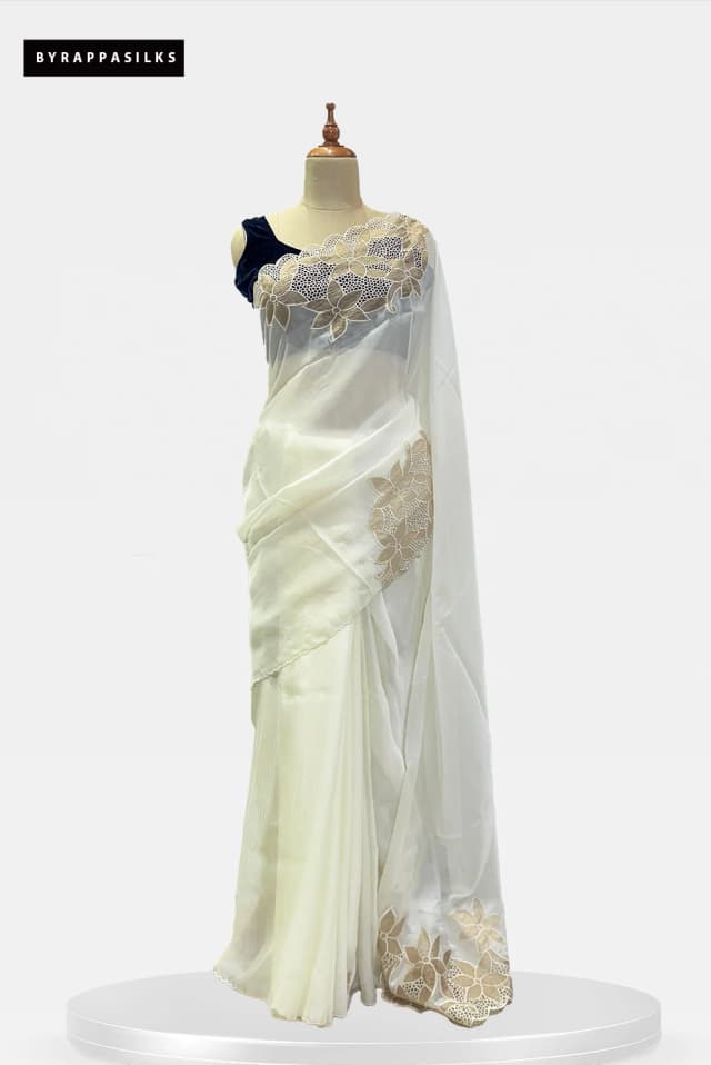 Shimmer saree Off White QS284767