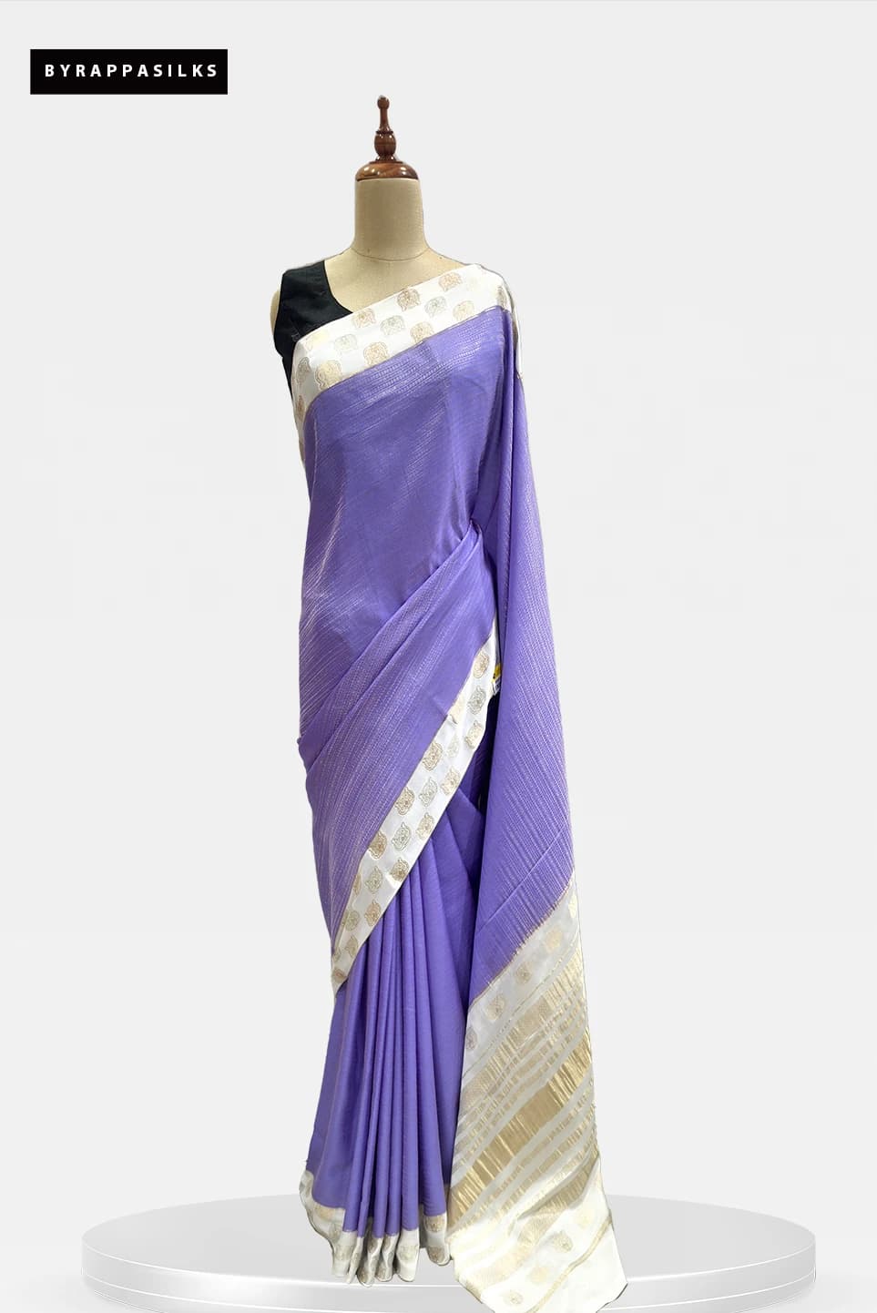 Mysore Silk Pure Crape Saree lavender Colour QS290875