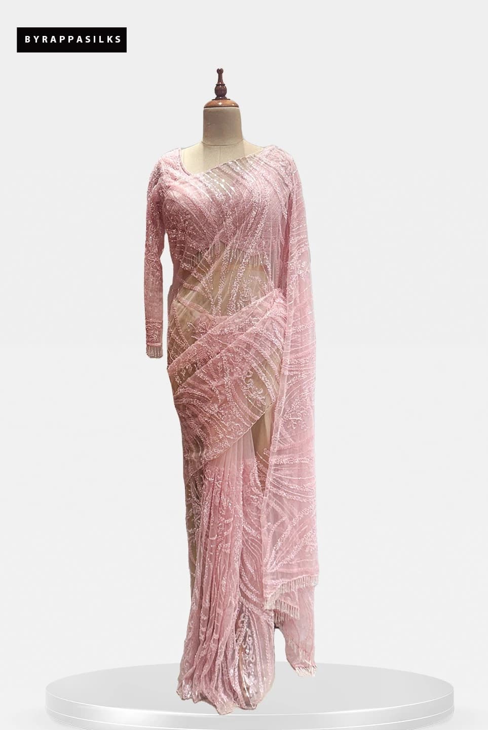 Cocktail Party Wear Ready Blouse Saree Pink QS288491