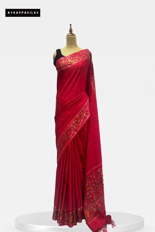 Tussar Saree Red QS286138