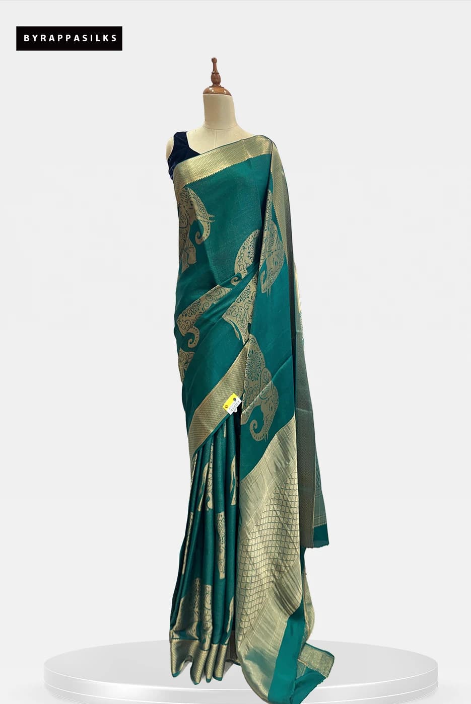 Pure Mysore Silk Saree With Tissue Design Bottle Green QS293900