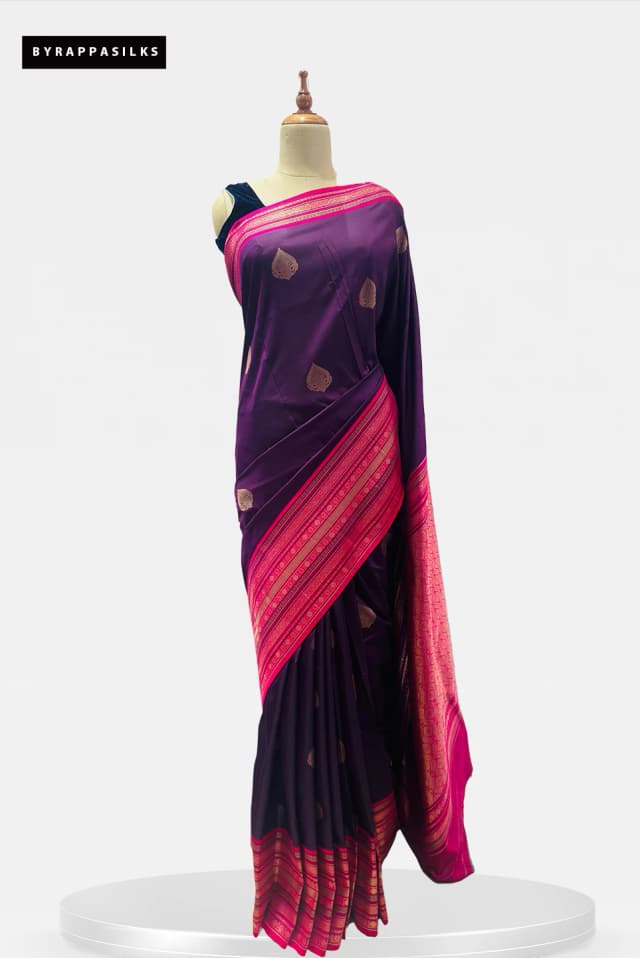 KADIYAL MIX SEMI SILK  Brown and Pink QW203834