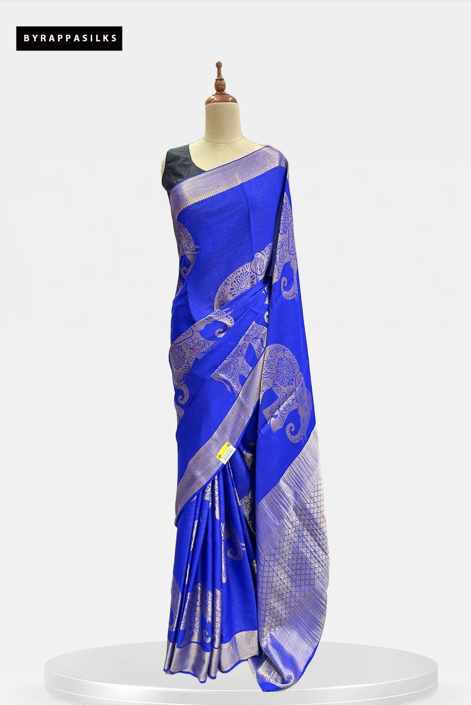 Pure Mysore Silk Saree With Tissue Design Royal Blue QS293902