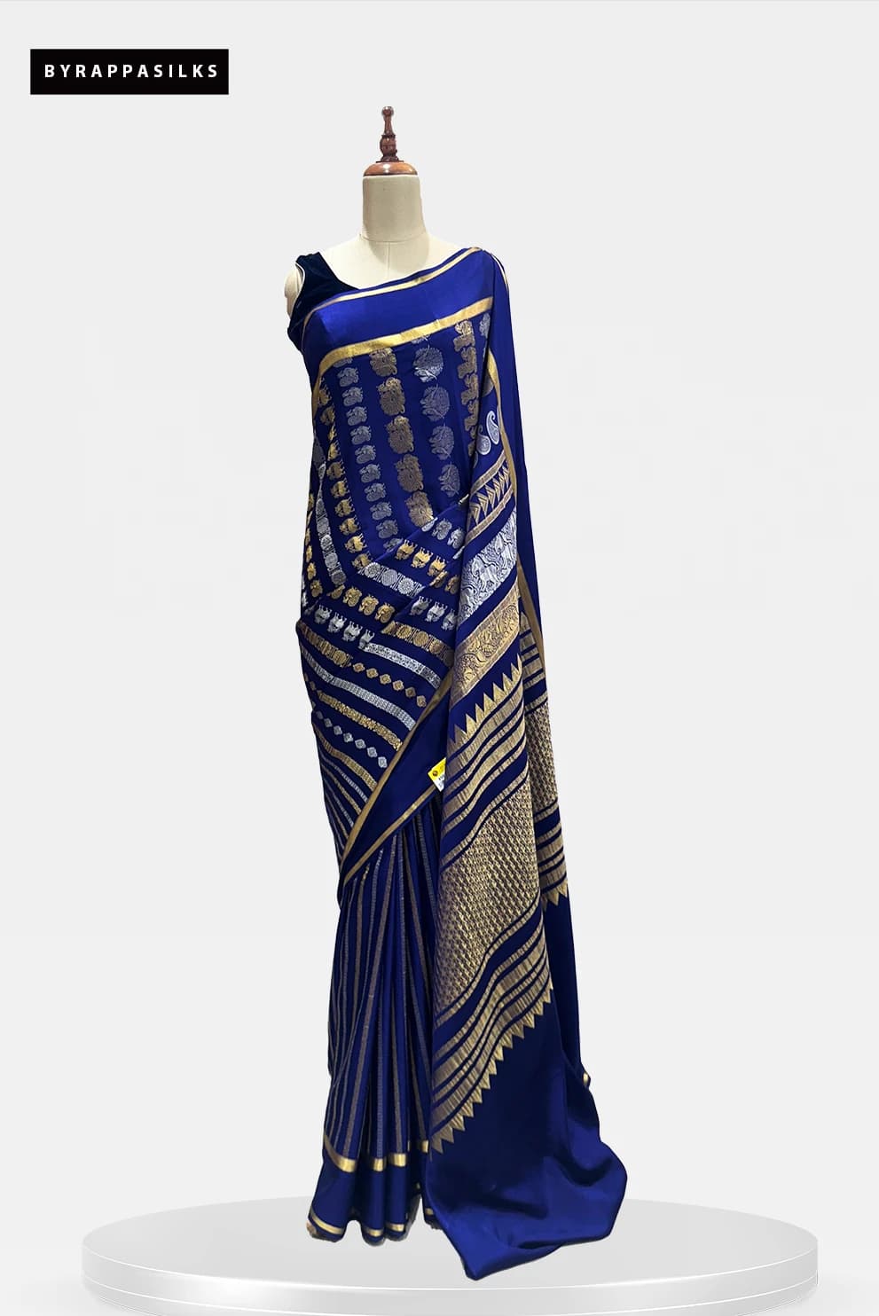 Mysore Silk Pure Crape Saree Blue Colour QS290857