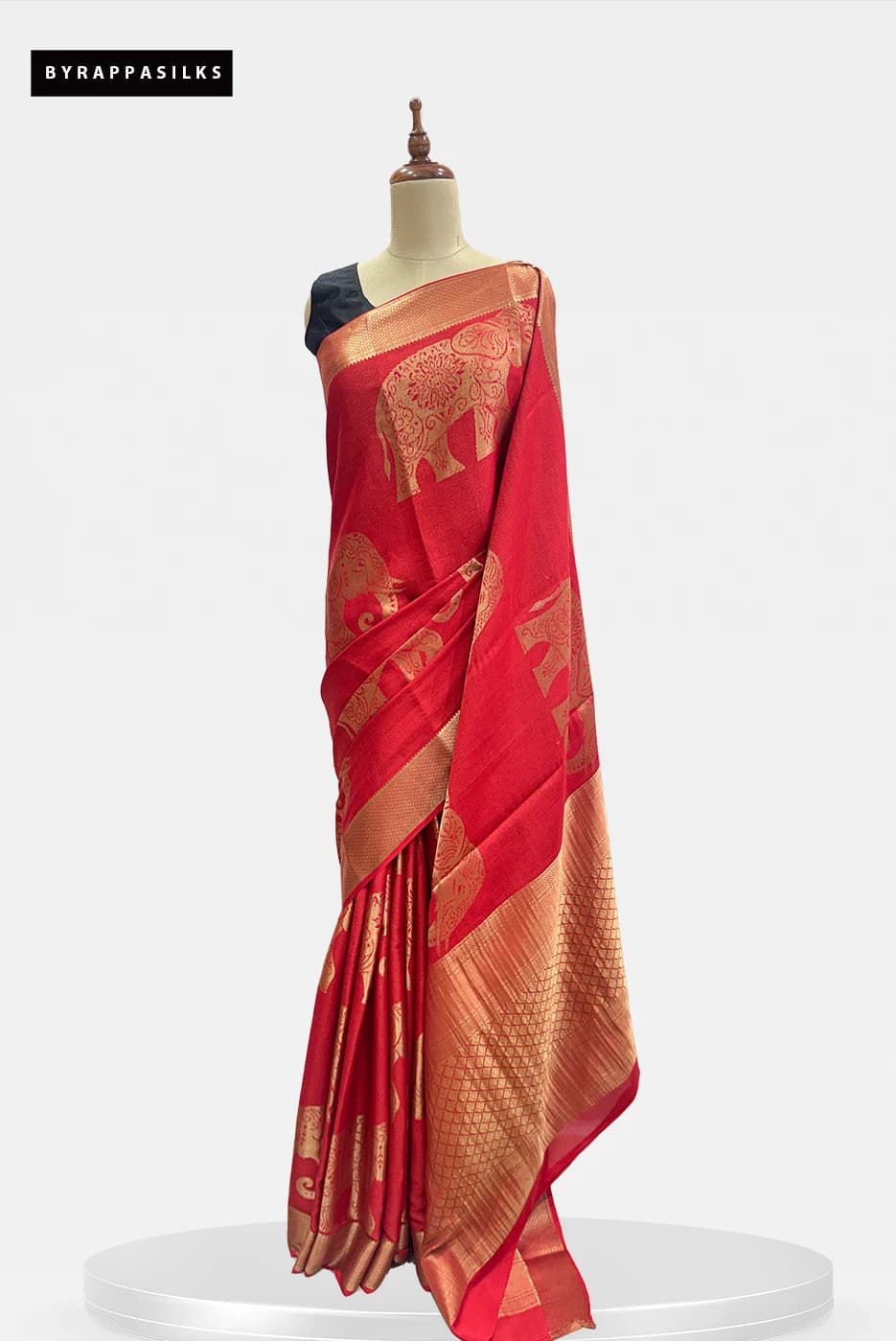 Pure Mysore Silk Saree With Tissue Design Red QS293903