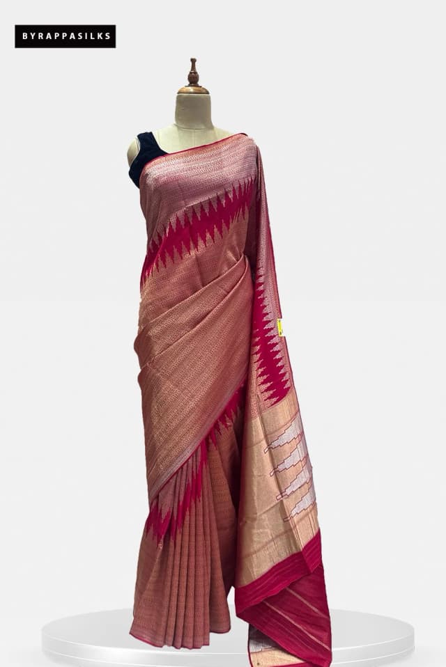 Stripes Red Saree with Rising Border QS288189
