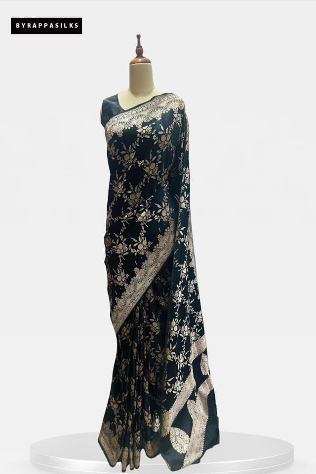 Banarasi Saree With Jaal Work Black QS286907