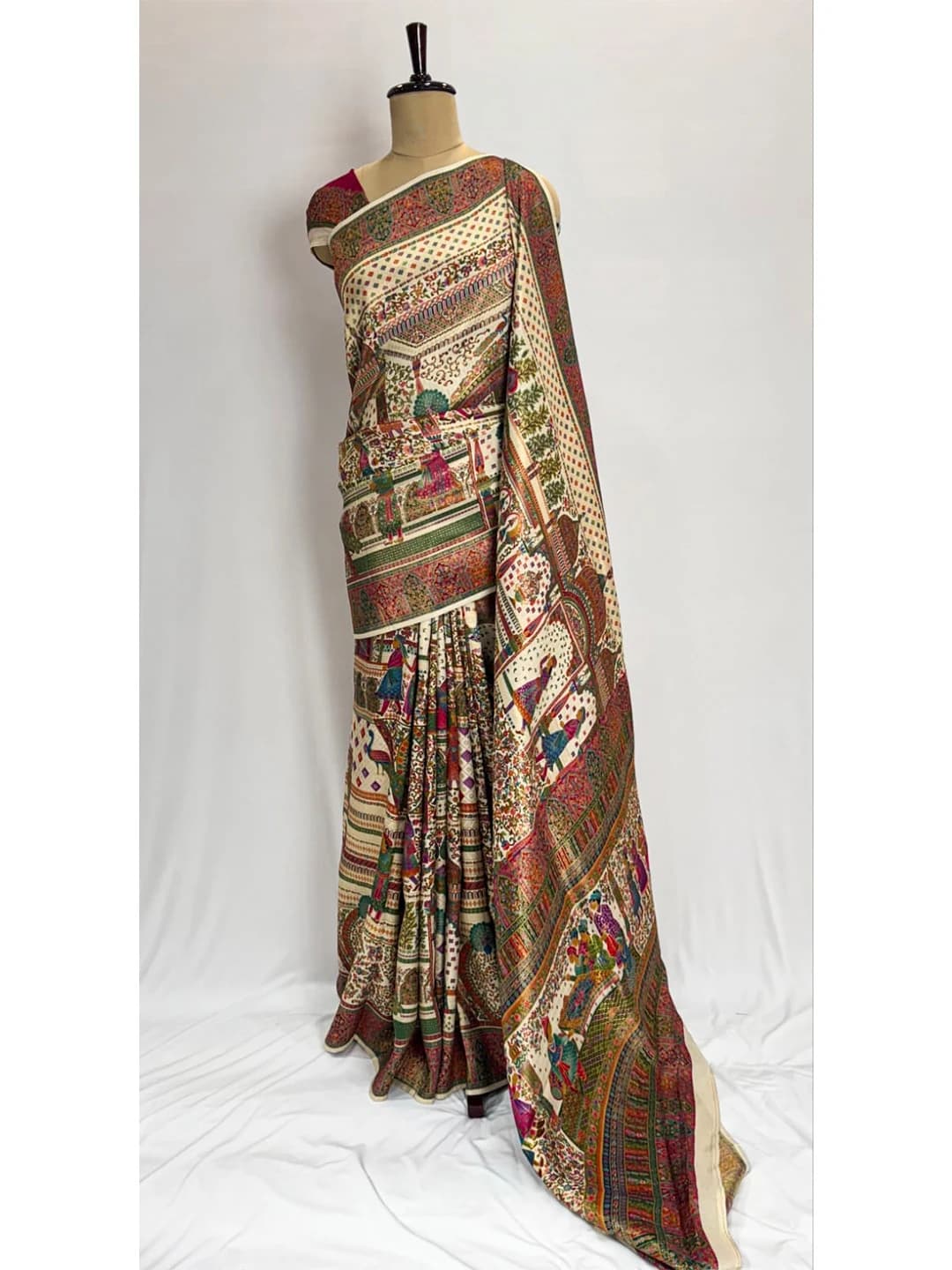 Pashmina - Banarasi Saree - Half white Colour QS209227